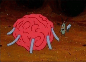 Plankton taping brain Spongebob meme template