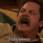 Ron Swanson Screaming Parks and Rec meme template blank