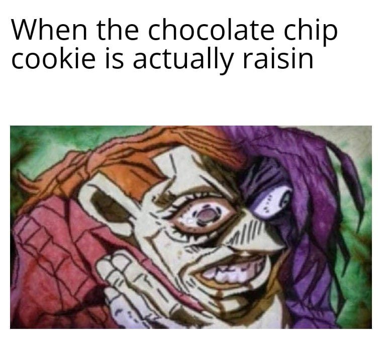 Dank Meme dank-memes cute text: When the chocolate chip cookie is actually raisin 