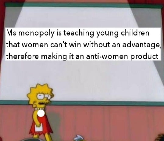 Dank Meme dank-memes cute text: Ms monopoly is teaching young children that women can't win without an advantage therefore making it an anti-women product 