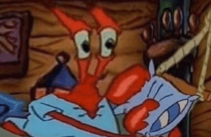 Mr. Krabs tired in bed Sleeping meme template