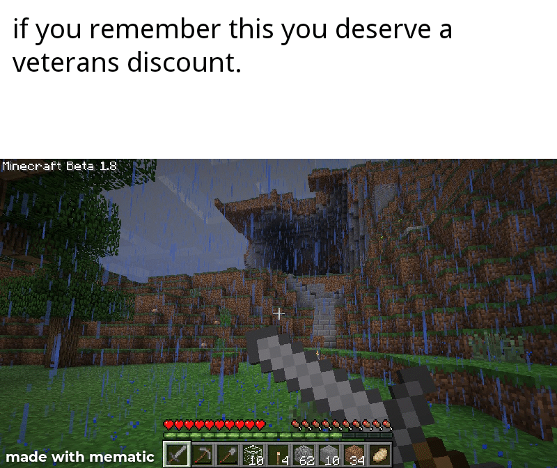 minecraft minecraft-memes minecraft text: if you remember this you deserve a veterans discount. Mineoratt Bet— made with mematic 
