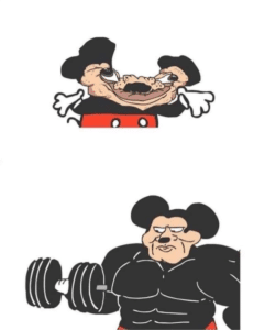 Weak Mickey Mouse vs. Strong Mickey Mouse Mouse meme template