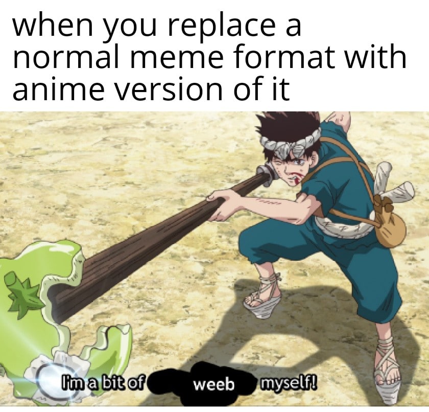 anime anime-memes anime text: when you replace a normal meme format with anime version of it I'm a bit of weeb myself I 