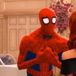 Spider Gwen looking at Spiderman Spiderman meme template blank