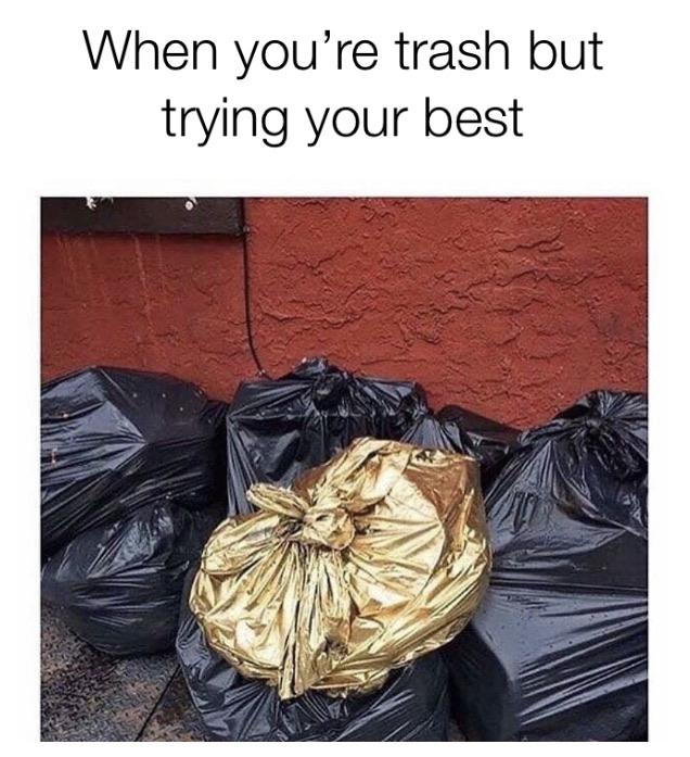 cute wholesome-memes cute text: When you're trash but trying your best 