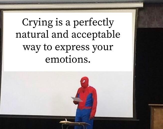 cute wholesome-memes cute text: Crying is a perfectly natural and acceptable way to express your emotions. 