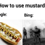 history-memes history text: How to use mustard? Google: Bing.  history