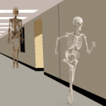 Floating Skeleton Chasing Skeleton Skeleton meme template blank