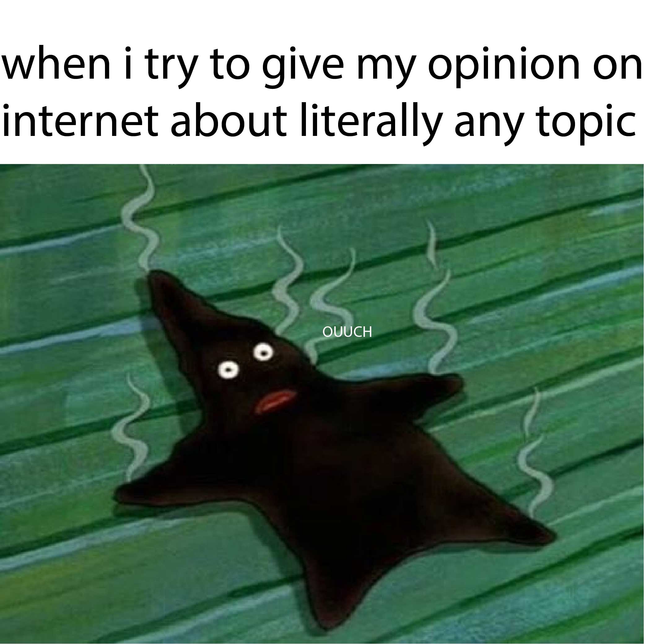 spongebob spongebob-memes spongebob text: when i try to give my opinion on internet about literally any topic CH 