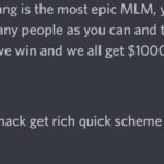 yang-memes political text: The Yang Gang is the most epic MLM, you just recruit as many people as you can and they do the same, then we win and we all get $1000 a month for Epic money hack get rich quick scheme  political