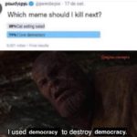 star-wars-memes prequel-memes text: 17 set Which meme should I kill next? @rnynew.mernepire I used democracy to destroy democracy.  prequel-memes