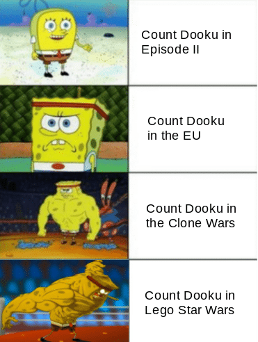 prequel-memes star-wars-memes prequel-memes text: Count Dooku in Episode Il Count Dooku in the El-J Count Dooku in the Clone wars Count Dooku in Lego Star wars 