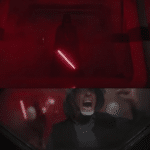 Darth Vader sneaking up on rebel Star Wars meme template blank