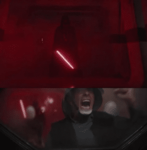 Darth Vader sneaking up on rebel From Behind meme template