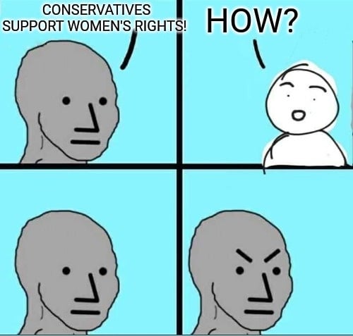 political political-memes political text: CONSERVATIVES SUPPORT WOMEN'S IGHTS! 
