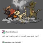 wholesome-memes cute text: chauvinistsushi trick or treating with three of your past lives? eastgermanhattrick This shouldn