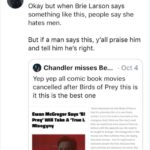 feminine-memes women text: MetroPCS Wi—Fi 10:59 PM a mobile-twitter.com GUSTIN 40.5K Tweets GUSTIN @ Following Oct 5 v Okay but when Brie Larson says something like this, people say she hates men. But if a man says this, y
