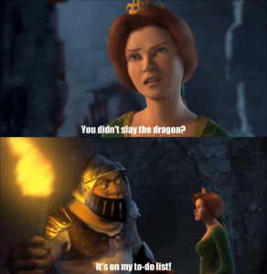 You didnt slay the dragon? Fiona meme template