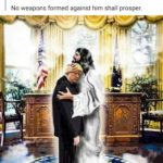 boomer-memes political text: Theresa 8 hrs •O God protect Our President 9 hrs •O No weapons formed against him shall prosper.  political