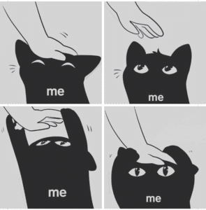 Cat pulling hand back comic Asking search meme template