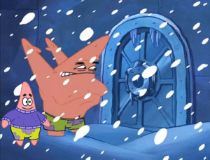 Patrick opening door for smaller patrick Spongebob meme template