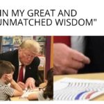 political-memes political text: "IN MY GREAT AND UNMATCHED WISDOM"  political