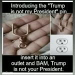 boomer-memes political text: Introducing the "Trump is notmyfresidentn pin. insert it into an outlet and BAM, Trump is not your President.  political