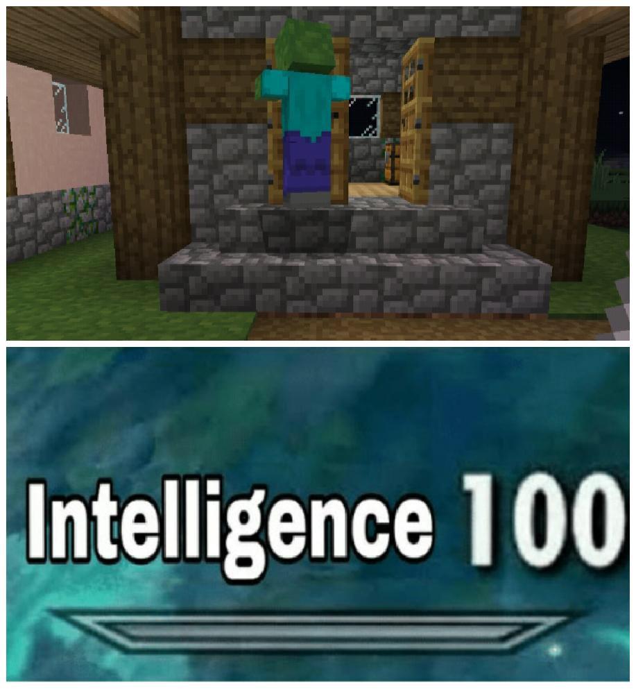 minecraft minecraft-memes minecraft text: Intelligence 100 