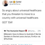 political-memes political text: Lee Carter @carterforva So angry about universal healthcare that you threaten to move to a country with universal healthcare. GOT 
