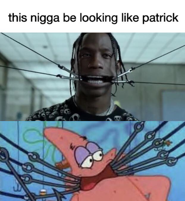 spongebob spongebob-memes spongebob text: this nigga be looking like patrick 