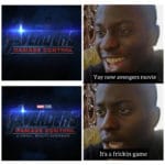 avengers-memes thanos text: fie, Yay new avengers movie WRÄSTIJDIOS A VlfiTUAL REALITY EXPtnlENCt It
