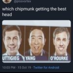 yang-memes political text: 8:54 11 minutes ago grapejuiceboys Hiss Vortex @pissvortex which chipmunk getting the best head UTTIGIEG YANG O