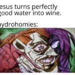 water-memes water text: Jesus turns perfectly good water into wine. h drohomies:  water
