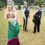 Distracted cop looking at mermaid  meme template blank distracted boyfriend, police, mermaid