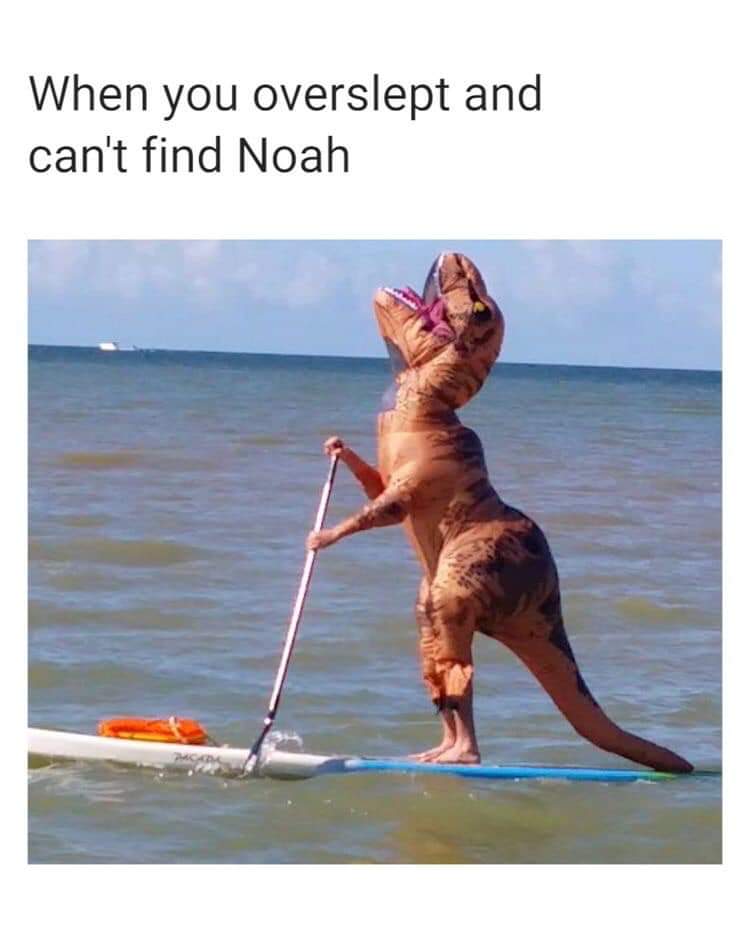 christian christian-memes christian text: When you overslept and can't find Noah 