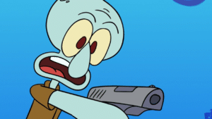 Squidward with gun Ukraine Military search meme template
