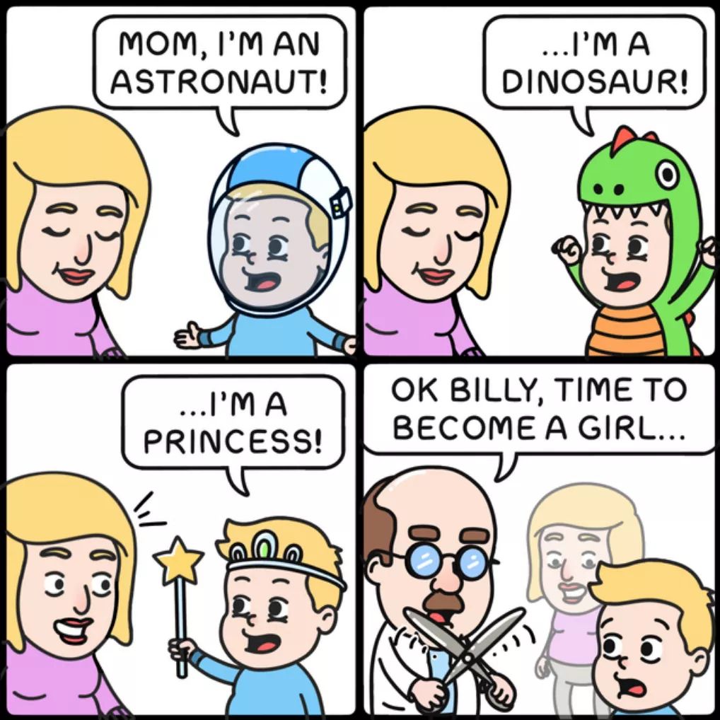nsfw offensive-memes nsfw text: ...I'm A PRINCESS! OK BILLY, TIME TO BECOME A GIRL... 