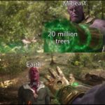 avengers-memes thanos text: .1Y(béaSt 20 million trees Eah8hLe  thanos