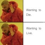 depression-memes depression text: Wanting to Die. Wanting to Live.  depression