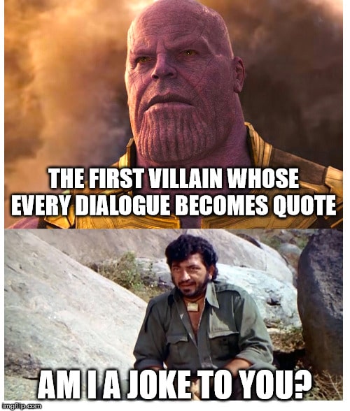 thanos avengers-memes thanos text: —THE FIRST VILLAIN WHOSE EVERV,DIALOGUE BECOMES QUOTE 