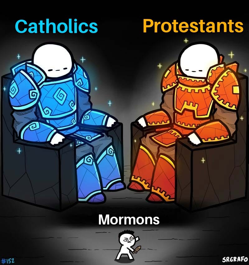 christian christian-memes christian text: Catholics Protestants Mormons 5R6RAFo 