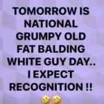 boomer-memes boomer text: TOMORROW IS NATIONAL GRUMPY OLD FAT BALDING WHITE GUY DAY.. I EXPECT RECOGNITION  boomer