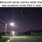 minecraft-memes minecraft text: Minecraft server admins when they see someone wrote frick in chat  minecraft