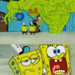 Green monster two Spongebobs Spongebob meme template blank Scared, Spongebob, Monster
