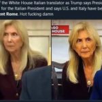 political-memes political text: The look of the White House Italian translator as Trump says President Mozzarella for the Italian President and says U.S. and Italy have been allies since Ancient Rome Hot fucking damn HOUSE  political