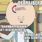 political-memes political text: TURNING POINT USA IF ISTRAWMANI, THEN WW ISN