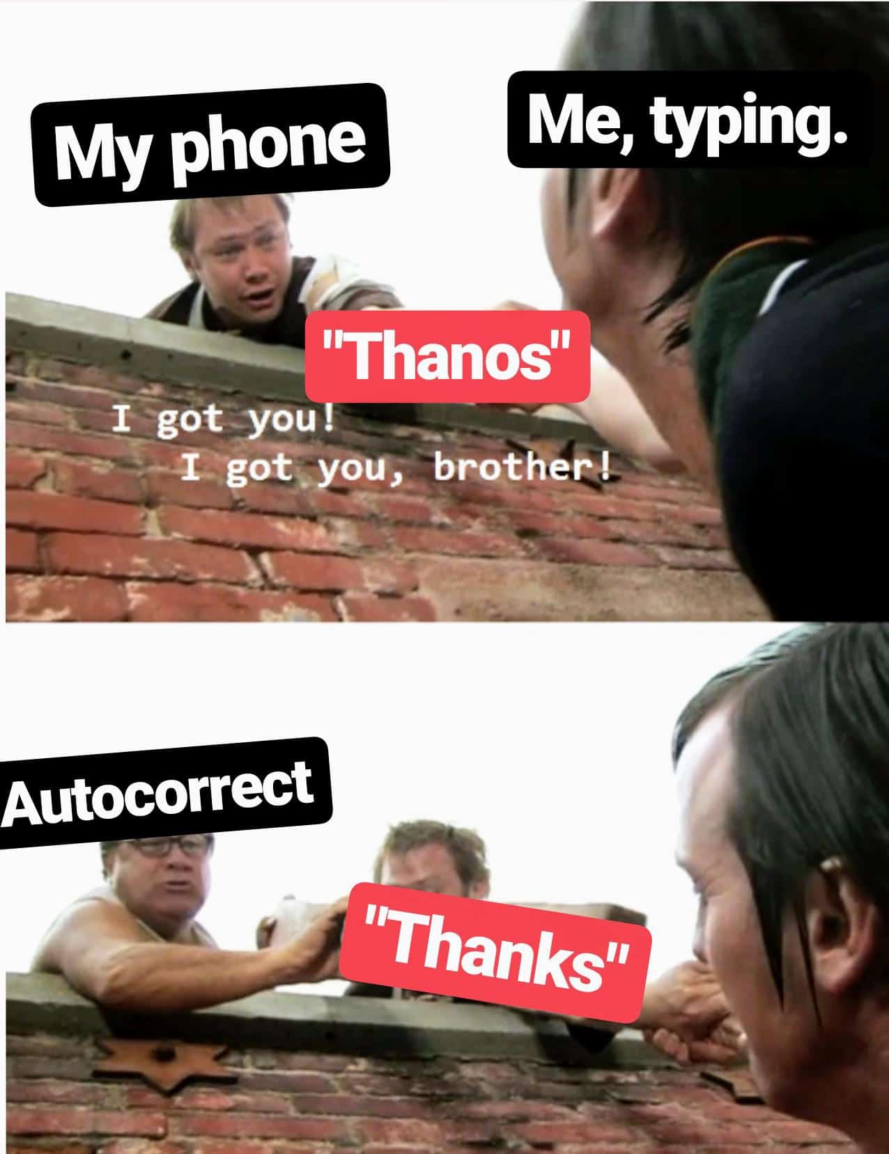 thanos avengers-memes thanos text: My phone Me, typing. 'Thanos