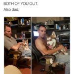 wholesome-memes cute text: Dad: DO NOT LET THAT DOG STEP FOOT IN THIS HOUSE I WILL KICK BOTH OF YOU OUT. Also dad:  cute