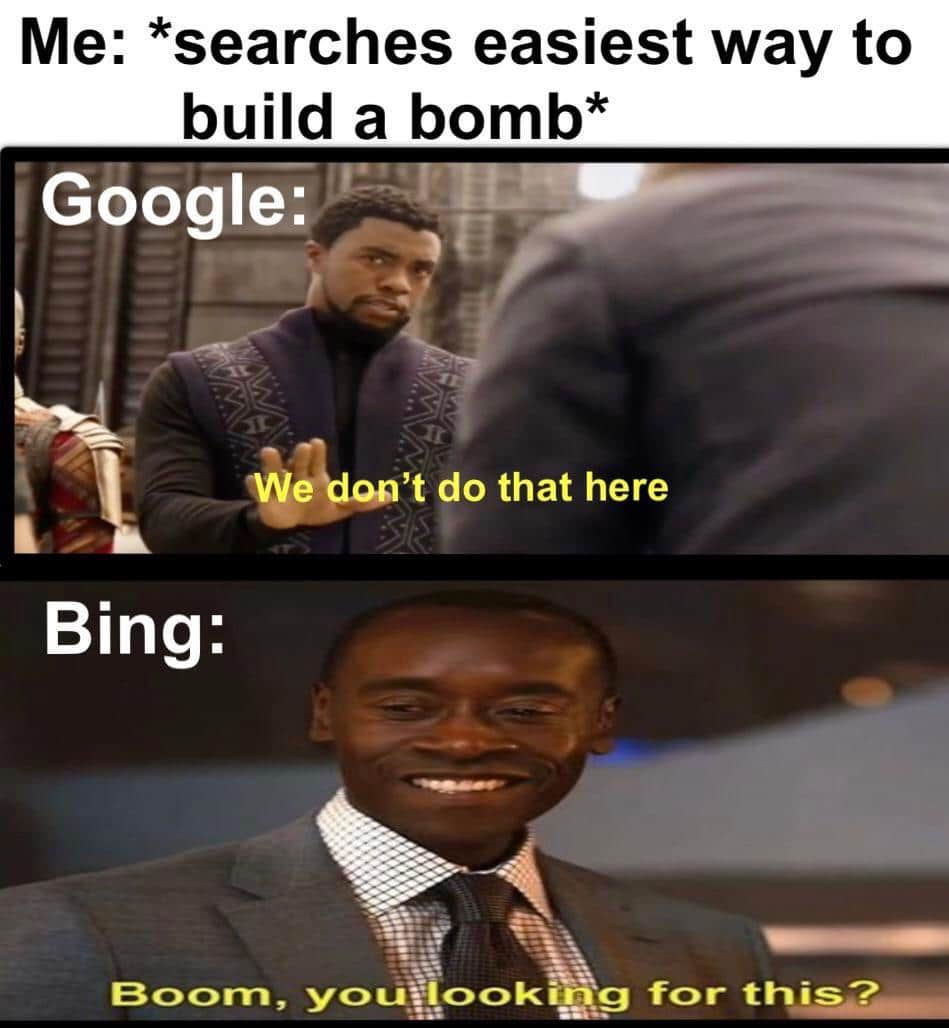 thanos avengers-memes thanos text: Me: *searches easiest way to build a bomb* Gdogle: Bing: 't do that here Boorn, for 